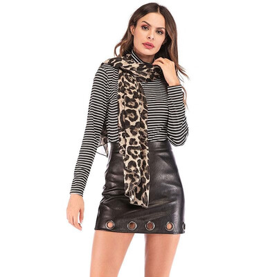 

Fashion Women Chiffon Scarf Leopard Print Long Shawl Pashmina Beach Elegant Thin Scarf
