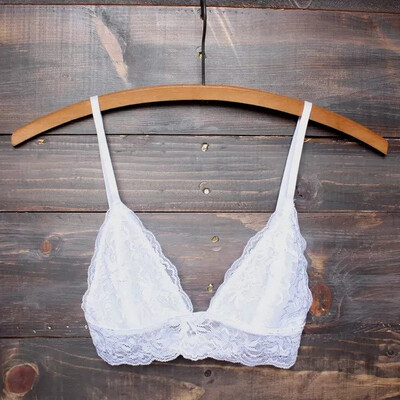 

Sexy Floral Lace Halter Bralette Lined Bra No Pad Crop Top V Neck Choker