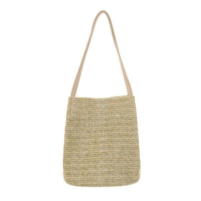 

Women Casual Solid Color Straw Bucket Handbag Shoulder Bag Beach Storage Pouch