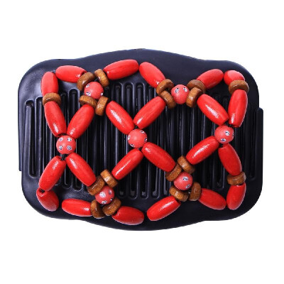 

Retro Wooden Beads Magic Hair Comb Double Row Hairpin Insert Women Hairstyle Clip