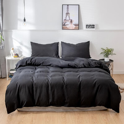 

Modern Simple Style Faddish Solid Color Sanding Three-Piece Suit Quilt Cover Pillowcase Beddings AU-Queen Model Silver Gray