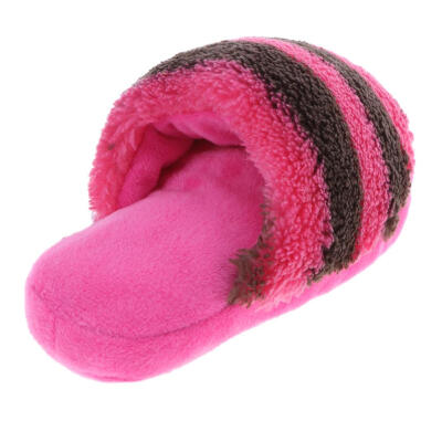 

Striped Plush Slipper Shaped Squeaky Pet Toy Puppy Dog Sound Chew Play Toy