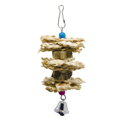 

Bird Toy Wood Blocks Parrot Chew Bite Hanging Cage Swing Climb Toys wBell