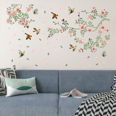 

Flower Nature Birds Line Sweet House Wall Sticker Decor Self-adhesive PVC