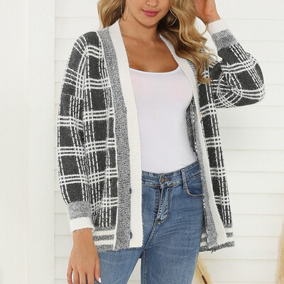 

〖Follure〗Women V-Neck Patchwork Button Long Sleeve Knitted Sweater Loose Cardigan