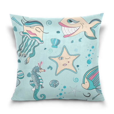 

ALAZA Throw Pillow Cover 16 X 16 inch Cushion Cover with Sea World Printed Pillowcase