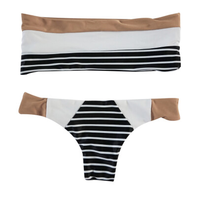 

Roseonmyhand Women Stripe Bikini Bra Swimsuit Bathing Beachwear