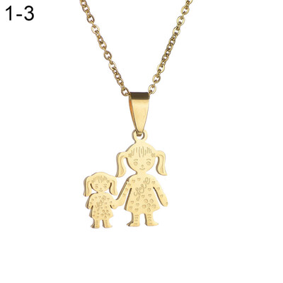 

Unique Stainless Steel Single Mother Kids Pendant Chain Necklace Jewelry Gift