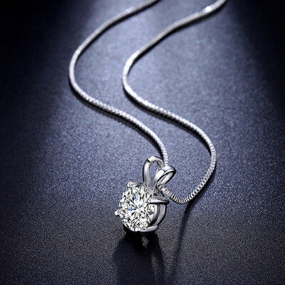 

Women Fashion Stereoscopic Rhinestone Pendant Silver Plated Chain Necklace Gift