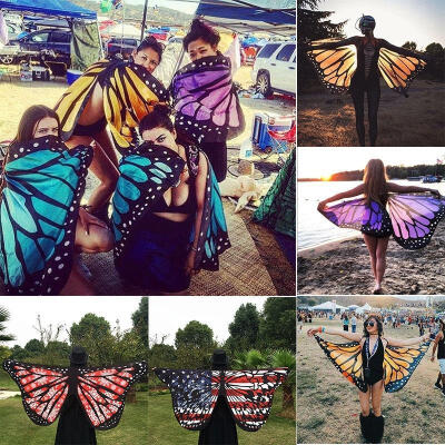 

Colorful Soft Fabric Butterfly Wings Fairy Ladies Nymph Pixie Costume Accessory