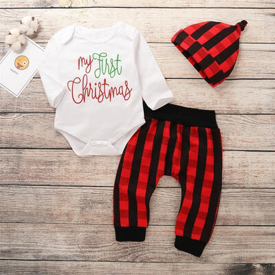 

Fashion 3PCS Newborn Baby Boy Girl Xmas Clothes Jumpsuit Romper Bodysuit Pants Outfits