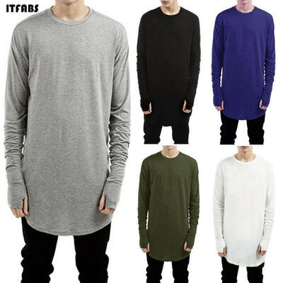 

2019 Fashion male body round neck long sleeve muscle T-shirt casual shirt