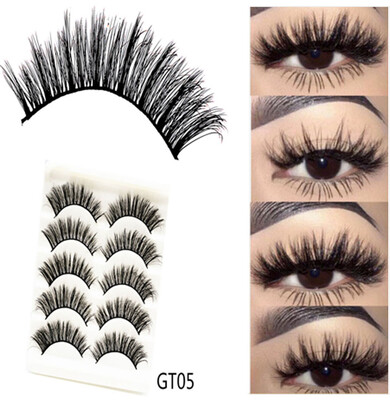 

Gobestart 3D Imitation Water Mane Stereo Fiber False Eyelashes Long Thick Eyelashes 5Pairs