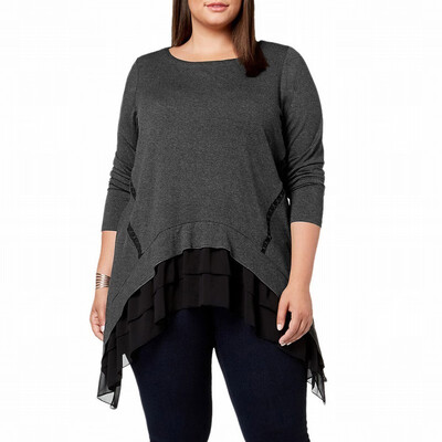 

Large size womens shirt round neck long sleeve bottoming shirt womens