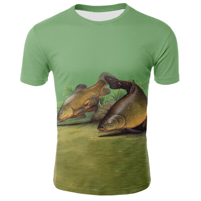 

Fashion Men Short Sleeve Tshirt 3D Printed Fish Pattern Design Summer Tees Tops