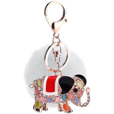 

Creative elephant keychain diamond colorful bag mobile phone pendant auspicious metal material customization