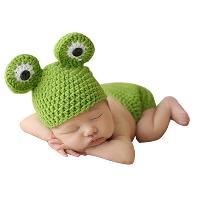 

Baby Crochet Photo Props Infant Baby Crochet Frog Hats Beanie Knitted Tod