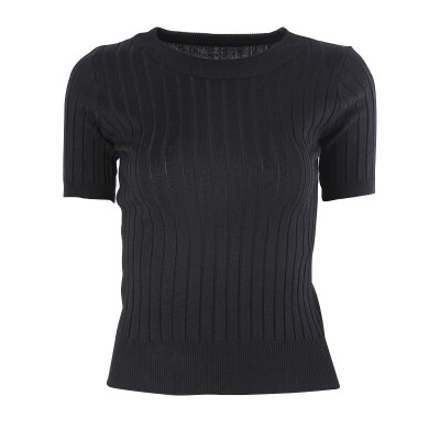 

T-shirt Tops Knitted Slim Pullover Women Sweater Half Sleeve Thin Tight Fit Semi-high Collar Clothing Free Size 5 colors