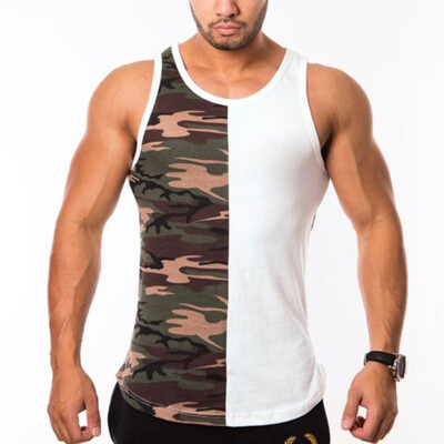 

Toponeto Men Fitness Camouflage Splice Sleeveless Bodybuilding Tight-drying Vest Tank Top