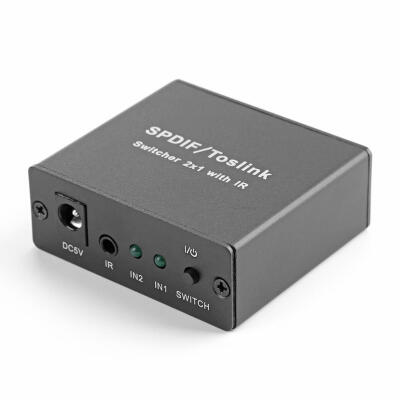 

SPDIFTOSLINK Optical Audio 2x1 Switcher Splitter with IR Remote Controller