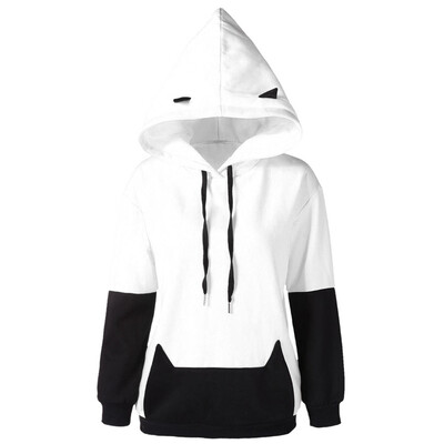 

Starmoon Women Sexy Casual Patchwork Cat Ear Short Hoodies Blouse Top Pullover Sweatshirt