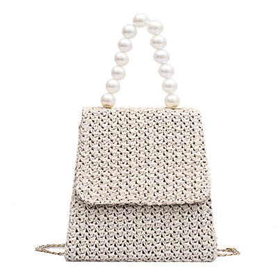 

Pearls Shoulder Messenger Handbags Women Weaving Chain Small Crossbody Bags