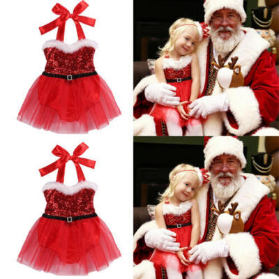 

US XMAS Kid Baby Girl Dazzling Tutu Skirt bowknot Dress Party Outfit Clothes Set