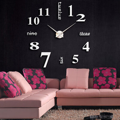 

Gobestart Acrylic Modern DIY Wall Clock 3D Mirror Surface Sticker Home Office Decor