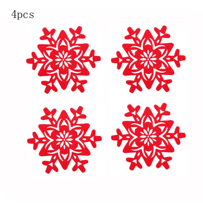 

4Pcs Merry Christmas Decor Floral Cup Pad Mat Dinner Party Dish Tray Coffee Pads Coasters Home Christmas Decors