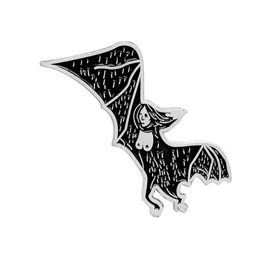 

Gothic Bebe Bat Enamel Lapel Pins Creative Design Illustrators Dark Art Skeleton Pin Collector Gifts