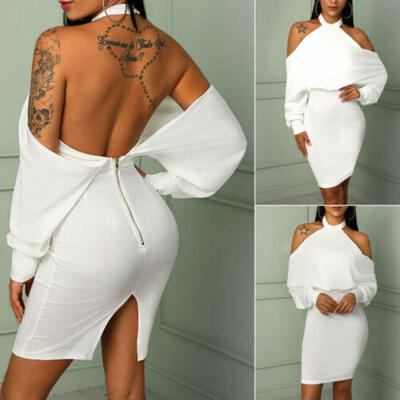 

Womens Bandage Bodycon Long Sleeve Evening Party Cocktail Club Mini Short Dress
