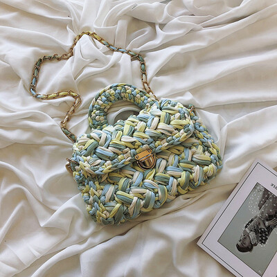

Small square bag woven handbags new 2019 Messenger bag summer small fresh fashion wild handbag