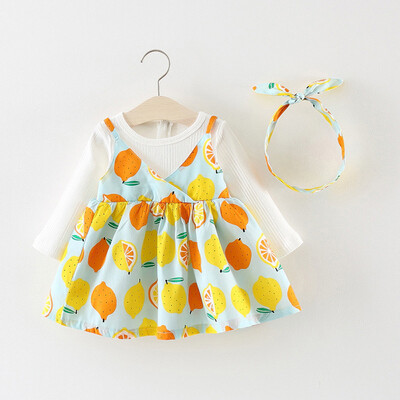 

Newborn Infant Baby Girl Long Sleeve Floral Princess Dress Headband Clothes Set