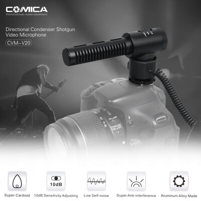 

COMICA CVM-V20 Professional Full Matal Super-Cardioid Directional Condenser Video Microphone Interview Microphone Super Anti-inter