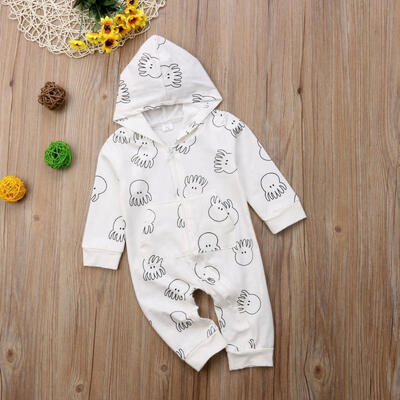 

Newborn Baby Girls Boys Hooded Romper Jumpsuit Playsuit Warm Clothes Outfits