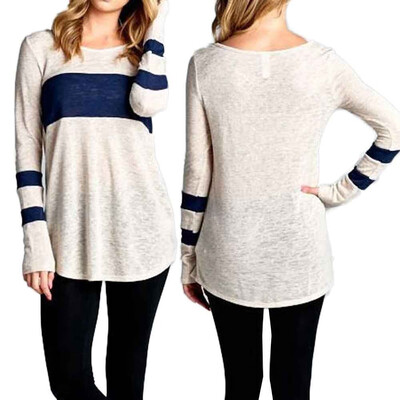 

Nomeni Women Fashion Round Collar Blouse Sexy Long Sleeve Casual Tops