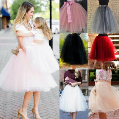 

Women 7 Layer Tulle Skirt Dress 50s Rockabilly Tutu Petticoat Ball Gown Dresses