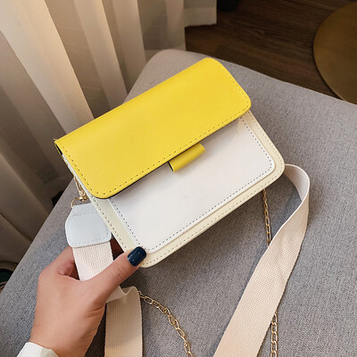 

2019 new small fresh&simple temperament broadband shoulder Messenger bag female Korean fashion hit color wild chain bag