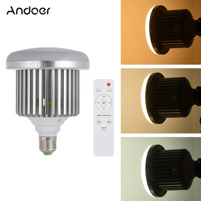 

Andoer E27 50W LED Bulb Lamp Adjustable Brightness & Color Temperature 3200K5600K with Remote Control Studio Photo Video Light AC