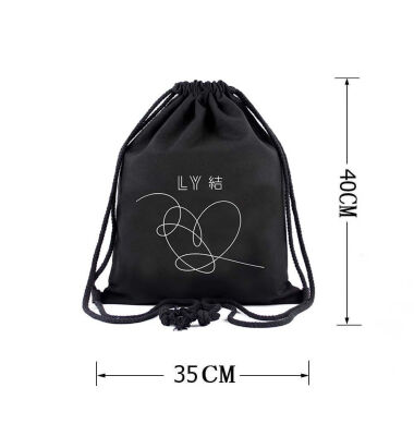 

2018 New Style Fashion Print Love Yourself Answer Unisex Canvas Drawstring Gym Bag School PE Sport Backpack