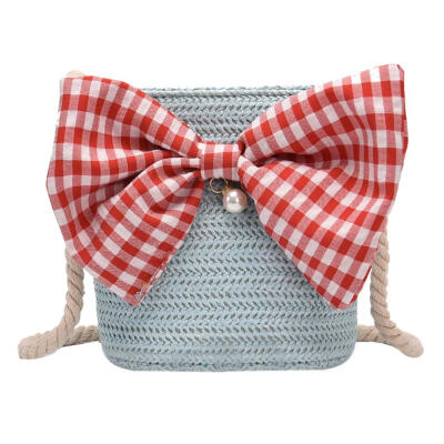 

Bowknot Decor Elegant Shoulder Messenger Handbag Women Woven Crossbody Bags