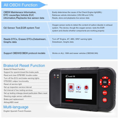 

Beautytrees LAUNCH X431 Creader VIII 8 obd2 EOBD Code Reader Scanner tester ENGABSSRSAirbag BrakeSASOil reset function free