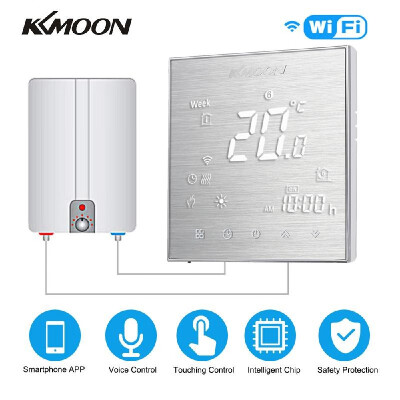 

KKmoon Digital WaterGas Boiler Heating Thermostat with WiFi Connection & Voice Control Energy Saving AC 95-240V 5A Touchscreen LC