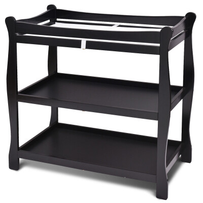 

Sleigh Style Baby Changing Table Infant Newborn Nursery Diaper Station-Black