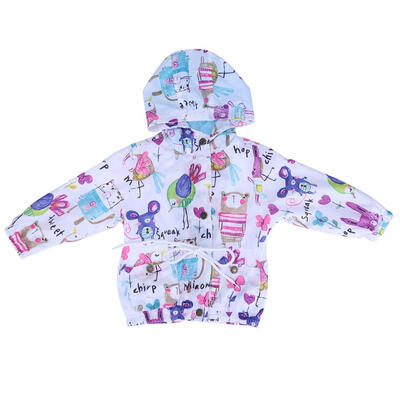 

Girls Hooded Windproof Cartoon Patterns Zipper Thin Jacket Coat Outerwear