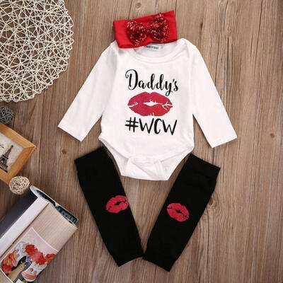 

Newborn Baby Boy Girl Romper Tops HeadbandLeg Warmer 3PCS Outfits Set Clothes