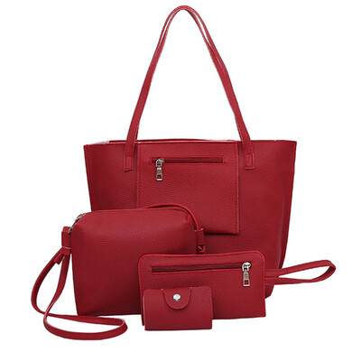 

Tailored 4Pcs Women Leather Shoulder BagCrossbody BagClutch WalletCard Holder Bag