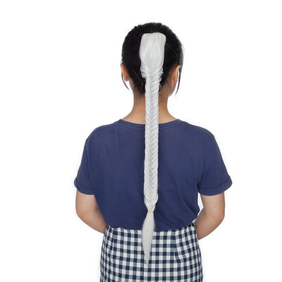 

21 Inches Ponytail Fishtail Braid Extension Long Clip on Bun with Claw Clip Synthetic Ponytail Hairpieces