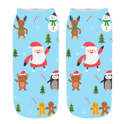 

Women Socks Winter Warm Soft Christmas Cartoon Xmas Sock Crazy Cute Amazing Novelty Print Ankle Socks Breathable