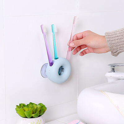 

Gobestart Donut Toothbrush Holder Wall-Mounted Bathroom Wall Mount Tooth Holder